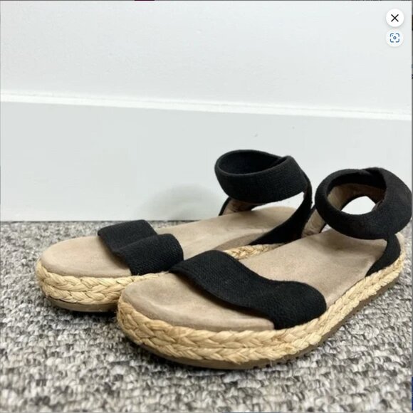 SOUL Naturalizer Details 2 black raffia platform ankle strap flat sandals 9 - Picture 2 of 10